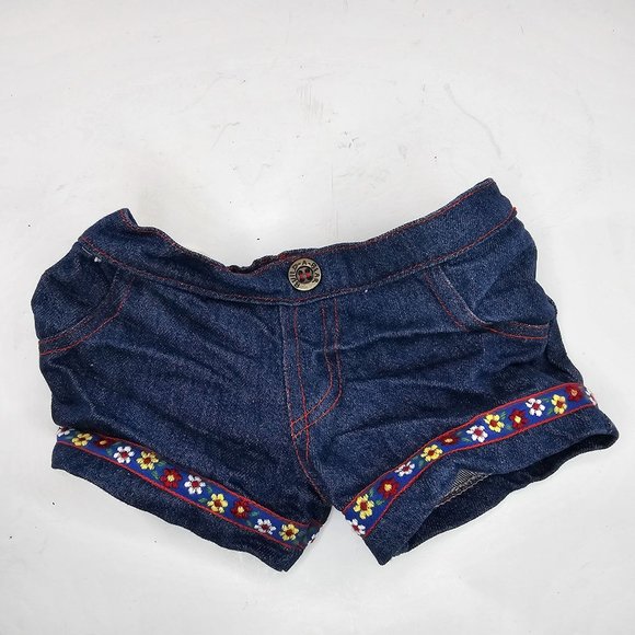 Vintage Build A Bear Jean Shorts Flower Edge - Picture 1 of 5